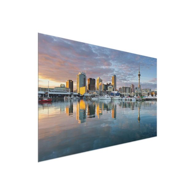 schöne Bilder Auckland Skyline Sonnenuntergang