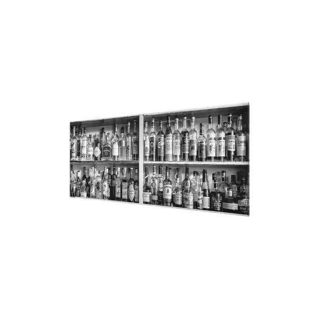 Glasbild - Bar Schwarz Weiß - Panorama