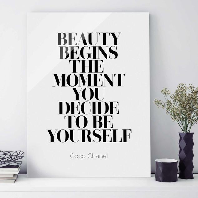 Glasbilder XXL Be yourself Coco Chanel
