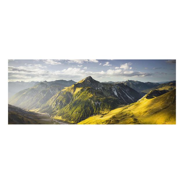 Bilder auf Glas Berge und Tal der Lechtaler Alpen in Tirol