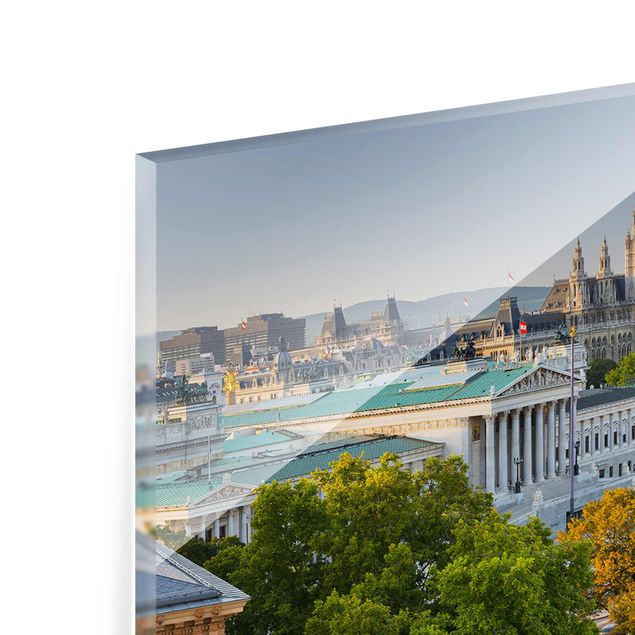 Glasbild - Blick über Wien - Panorama Quer