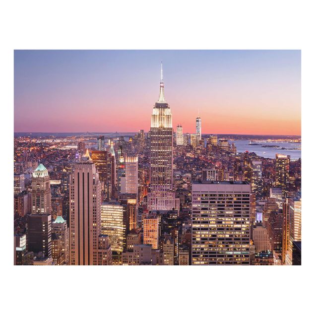 Glas Wandbilder Sonnenuntergang Manhattan New York City