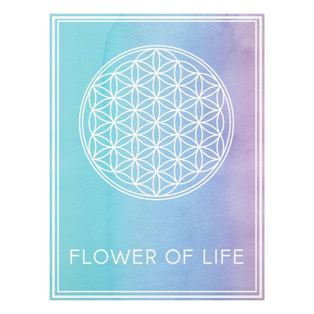 Glasbild - Blume des Lebens Pastell Aquarell - Hoch 3:4