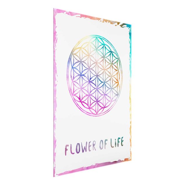 Glasbild - Blume des Lebens Wasserfarbe - Hoch 3:4