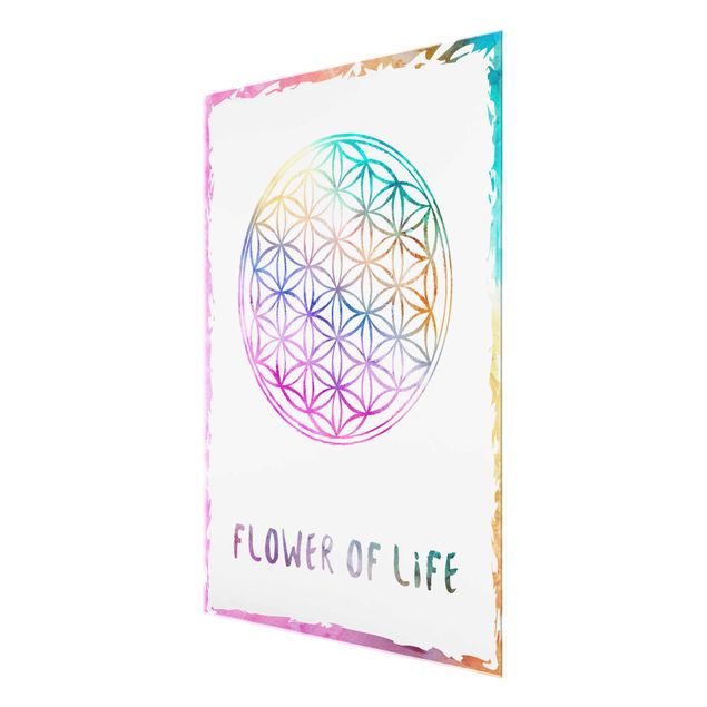 Glasbild - Blume des Lebens Wasserfarbe - Hoch 3:4