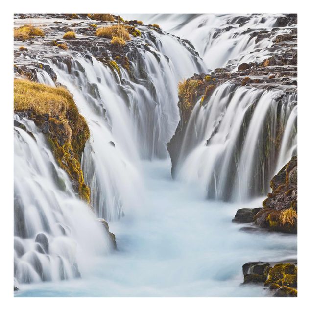 Glas Wandbilder Brúarfoss Wasserfall in Island