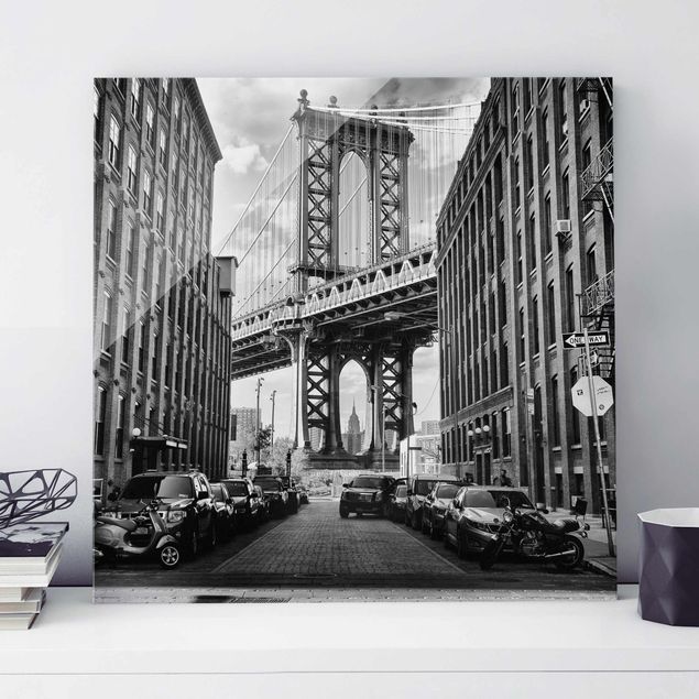 XXL Glasbilder Manhattan Bridge in America