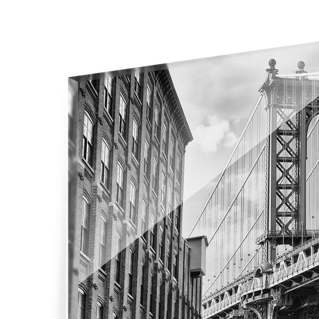 Glasbild - Manhattan Bridge in America - Quadrat 1:1