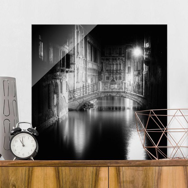 Glas Wandbilder XXL Brücke Venedig