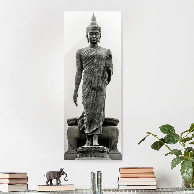 Glasbild - Buddha Statue - Panorama Hoch