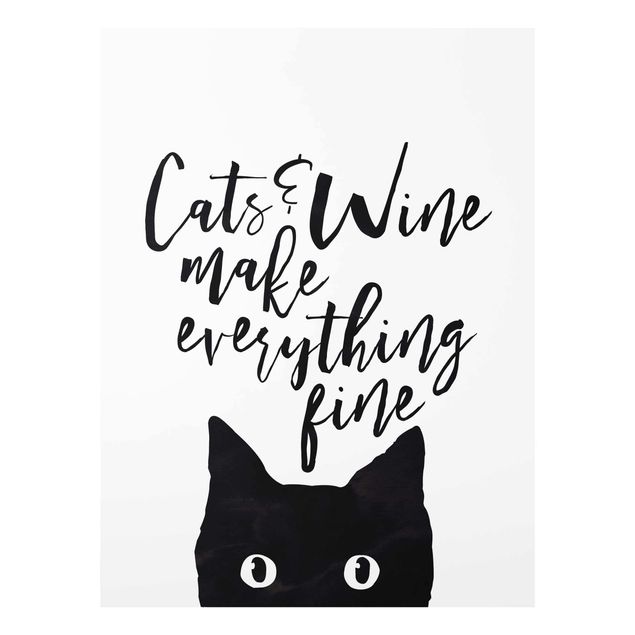 Glasbilder Cats and Wine make everything fine