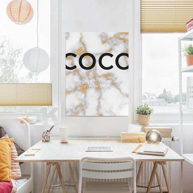 Glasbilder mit Sprüchen Coco - I don't do fashion