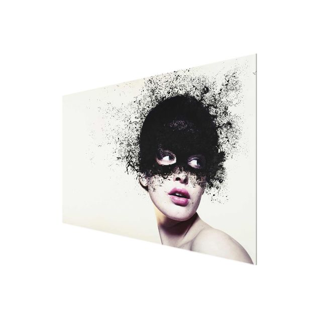Glasbild - Das Mädchen mit der schwarzen Maske - Quadrat 1:1
