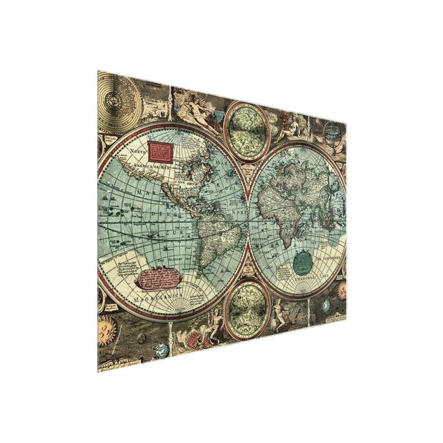 Glasbild Weltkarte - Die alte Welt - Quer 4:3