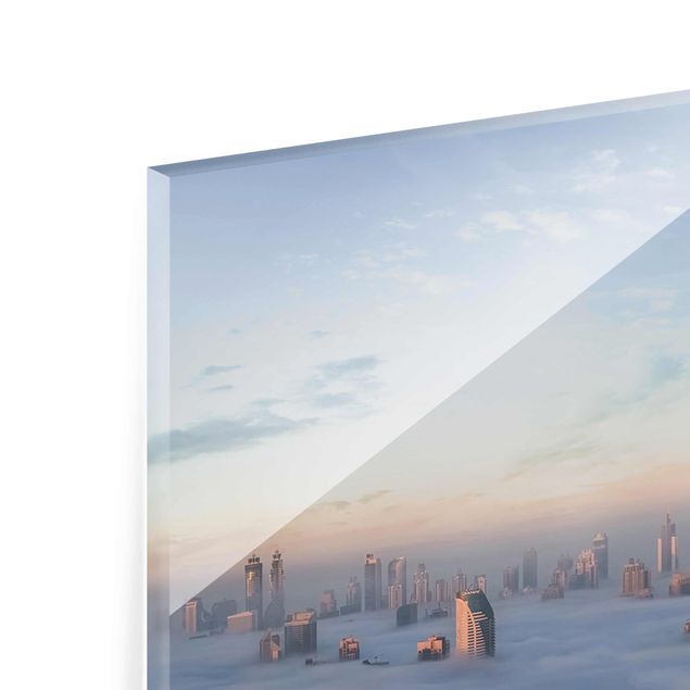 Glasbild - Dubai über den Wolken - Panorama