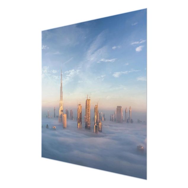 Glasbild - Dubai über den Wolken - Quadrat 1:1