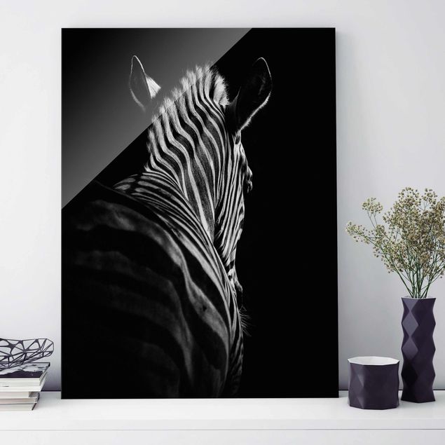 Glasbilder XXL Dunkle Zebra Silhouette
