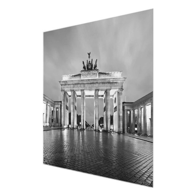 Glasbild Berlin - Erleuchtetes Brandenburger Tor II - Quadrat 1:1