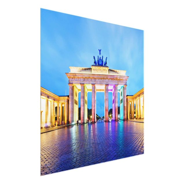 Bilder auf Glas Erleuchtetes Brandenburger Tor