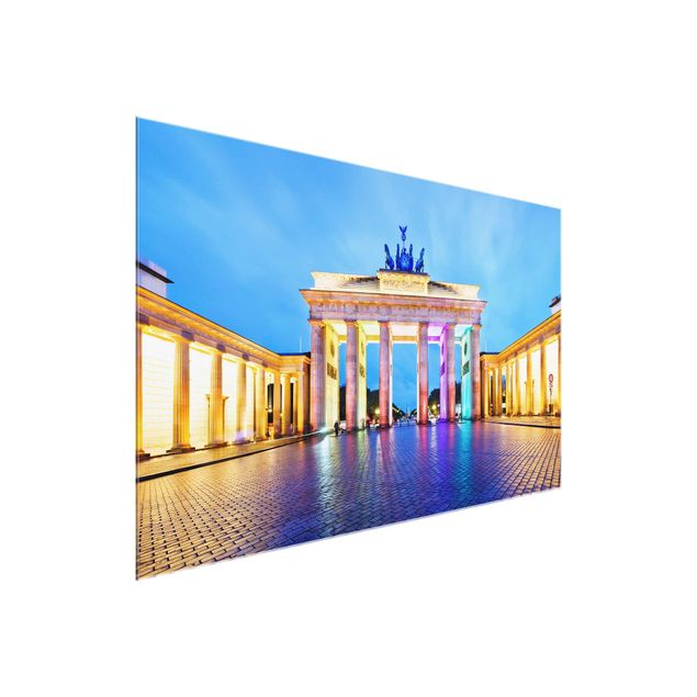 Glasbilder Erleuchtetes Brandenburger Tor