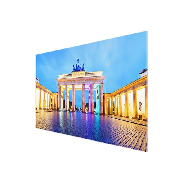 Glasbild Berlin - Erleuchtetes Brandenburger Tor - Quer 3:2
