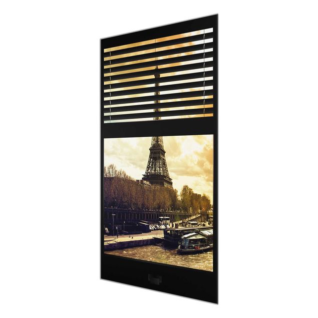 Bilder Fensterausblick Jalousie - Paris Eiffelturm Sonnenuntergang