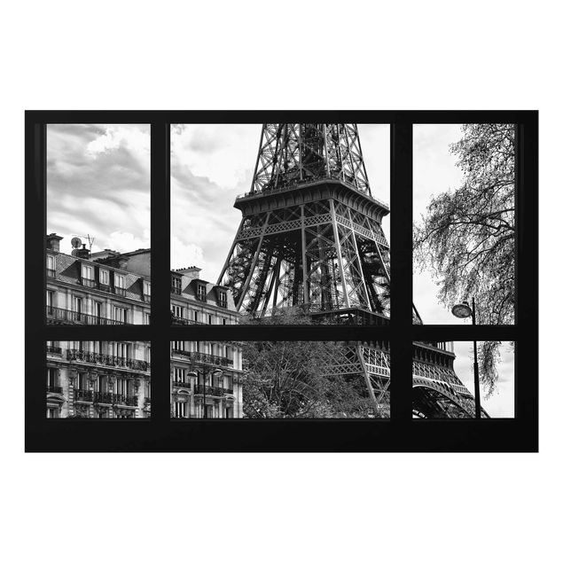 Glas Wandbilder Fensterausblick Paris - Nahe am Eiffelturm