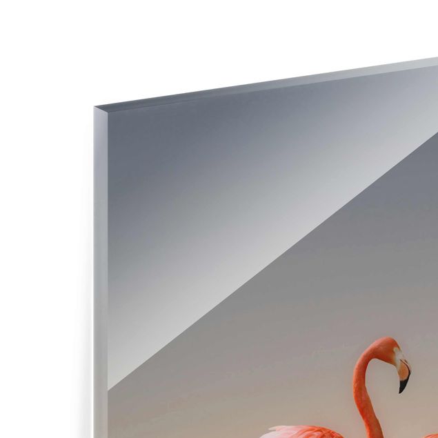Glasbild - Flamingo Love - Quadrat 1:1
