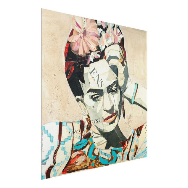 Glas Wandbilder Frida Kahlo - Collage No.1