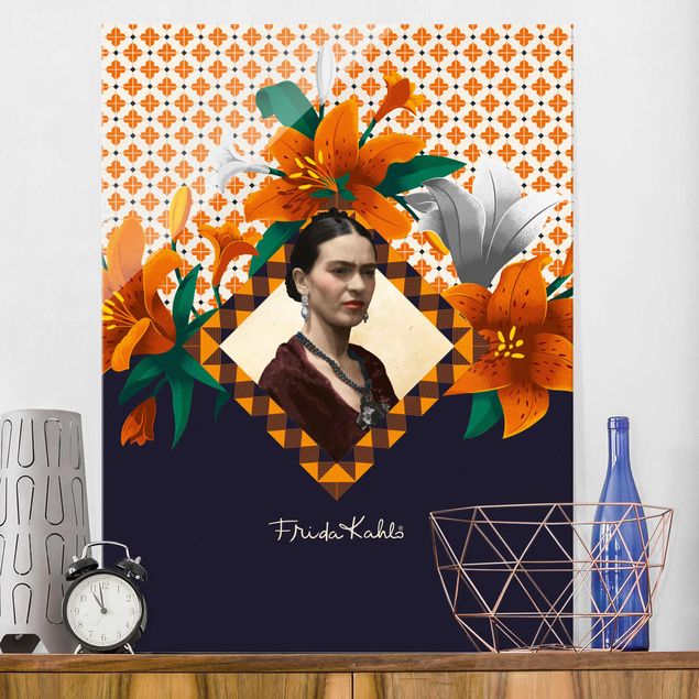 Glasbilder XXL Frida Kahlo - Lilien