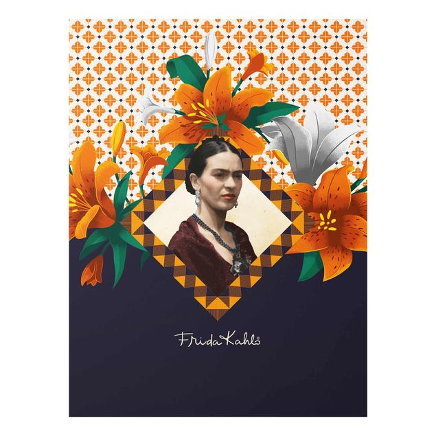 Glasbild - Frida Kahlo - Lilien - Hochformat 3:4