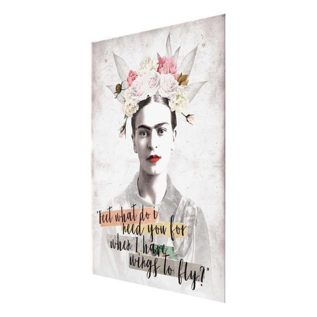 Glasbild - Frida Kahlo - Quote - Hochformat 3:4