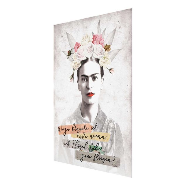 Glasbild - Frida Kahlo - Zitat - Hochformat 3:4