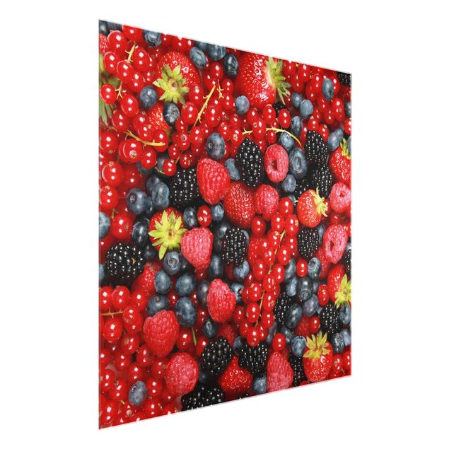 Glasbild - Fruchtige Waldbeeren - Quadrat 1:1