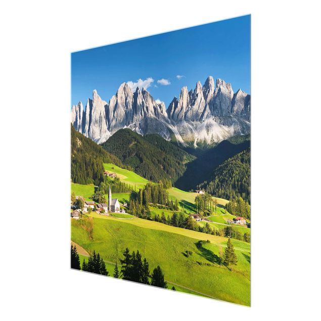 Glasbild - Geislerspitzen in Südtirol - Quadrat 1:1