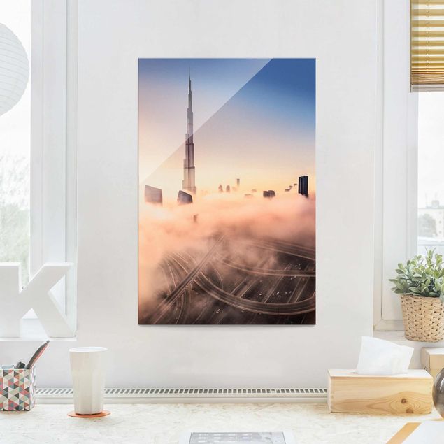 Glasbilder Städte Himmlische Skyline von Dubai