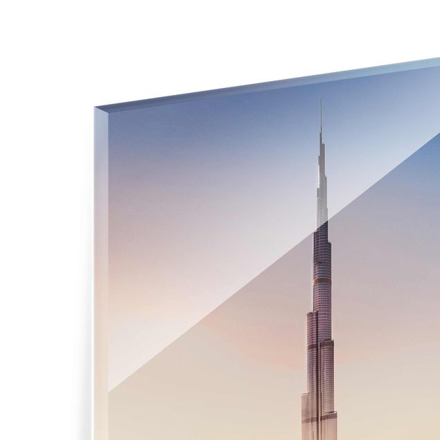 Glasbild - Himmlische Skyline von Dubai - Hochformat 4:3