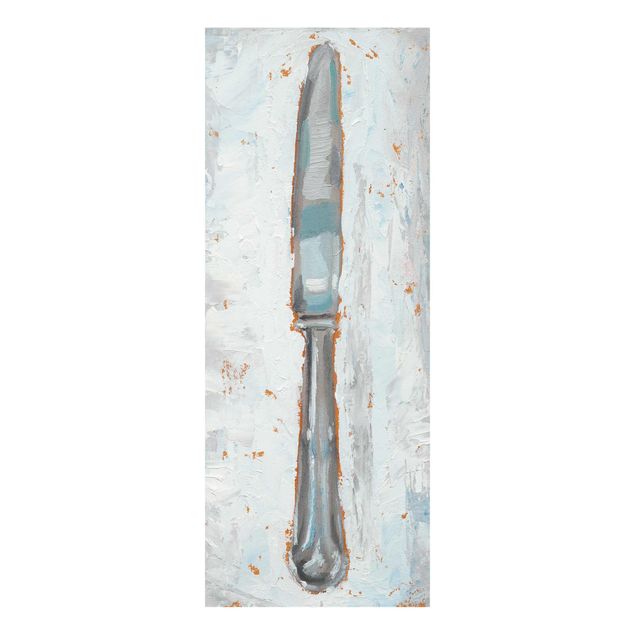 Glasbild - Impressionistisches Besteck - Messer - Panel