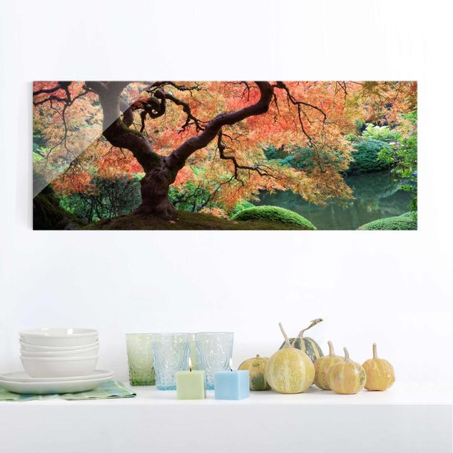 Wandbilder Glas Natur Japanischer Garten