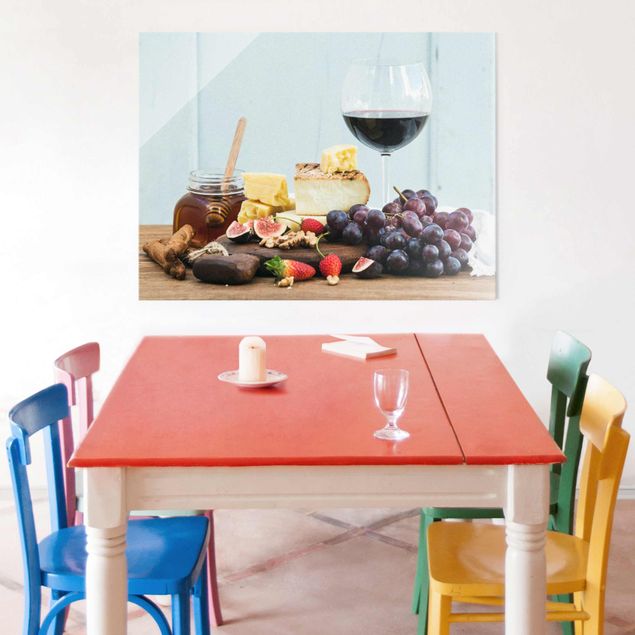 Wandbilder Käse und Wein