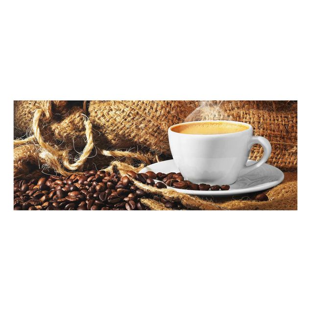 Glasbild - Kaffee am Morgen - Panorama Quer