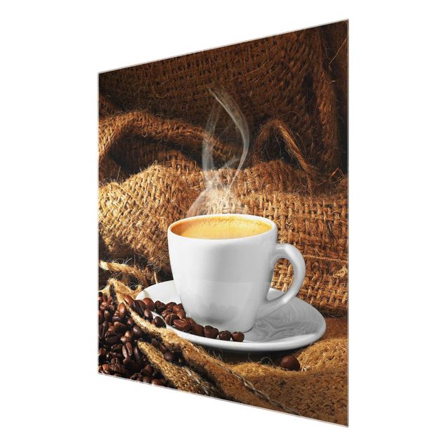 Glasbild - Kaffee am Morgen - Quadrat 1:1