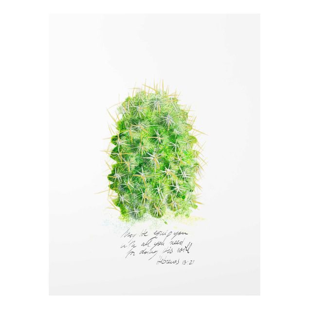 Glasbilder Kaktus mit Bibelvers I