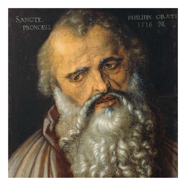 Glasbild - Kunstdruck Albrecht Dürer - Der Apostel Philippus - Quadrat 1:1