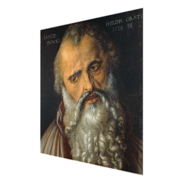 Glasbild - Kunstdruck Albrecht Dürer - Der Apostel Philippus - Quadrat 1:1