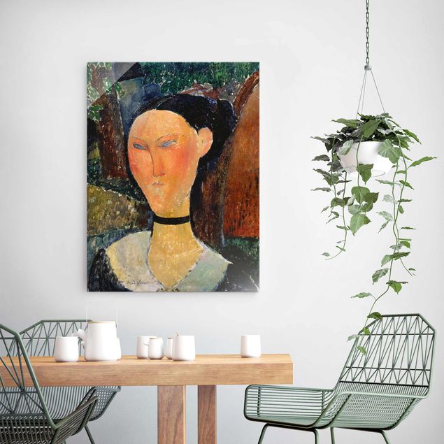 Bilder auf Glas Amedeo Modigliani - Junge Frau