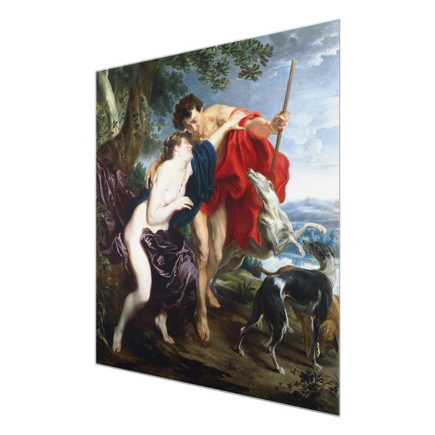 Glasbild - Kunstdruck Anthonis van Dyck - Venus und Adonis - Quadrat 1:1