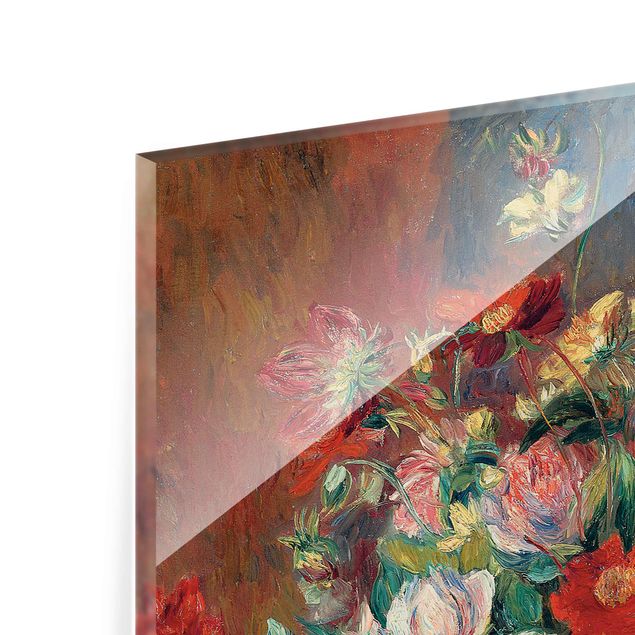 Glasbild - Kunstdruck Auguste Renoir - Blumenvase - Impressionismus Hoch 3:4
