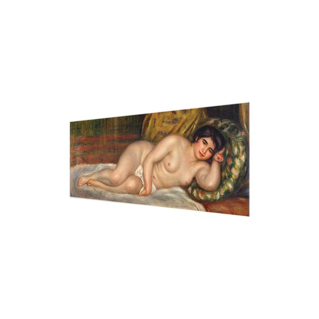 Glasbild - Kunstdruck Auguste Renoir - Liegender Akt, die Quelle - Impressionismus Panorama Quer
