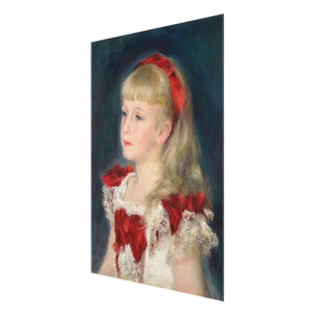 Glasbild - Kunstdruck Auguste Renoir - Mademoiselle Grimprel mit rotem Haarband - Impressionismus Hoch 3:4
